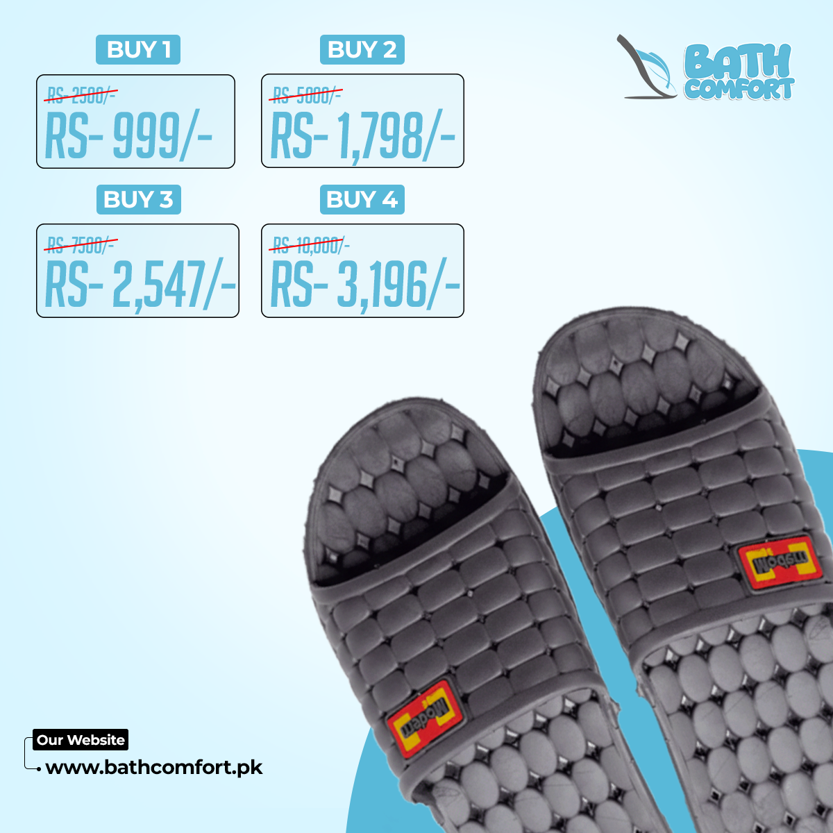 Moderna Grey Bath Slippers