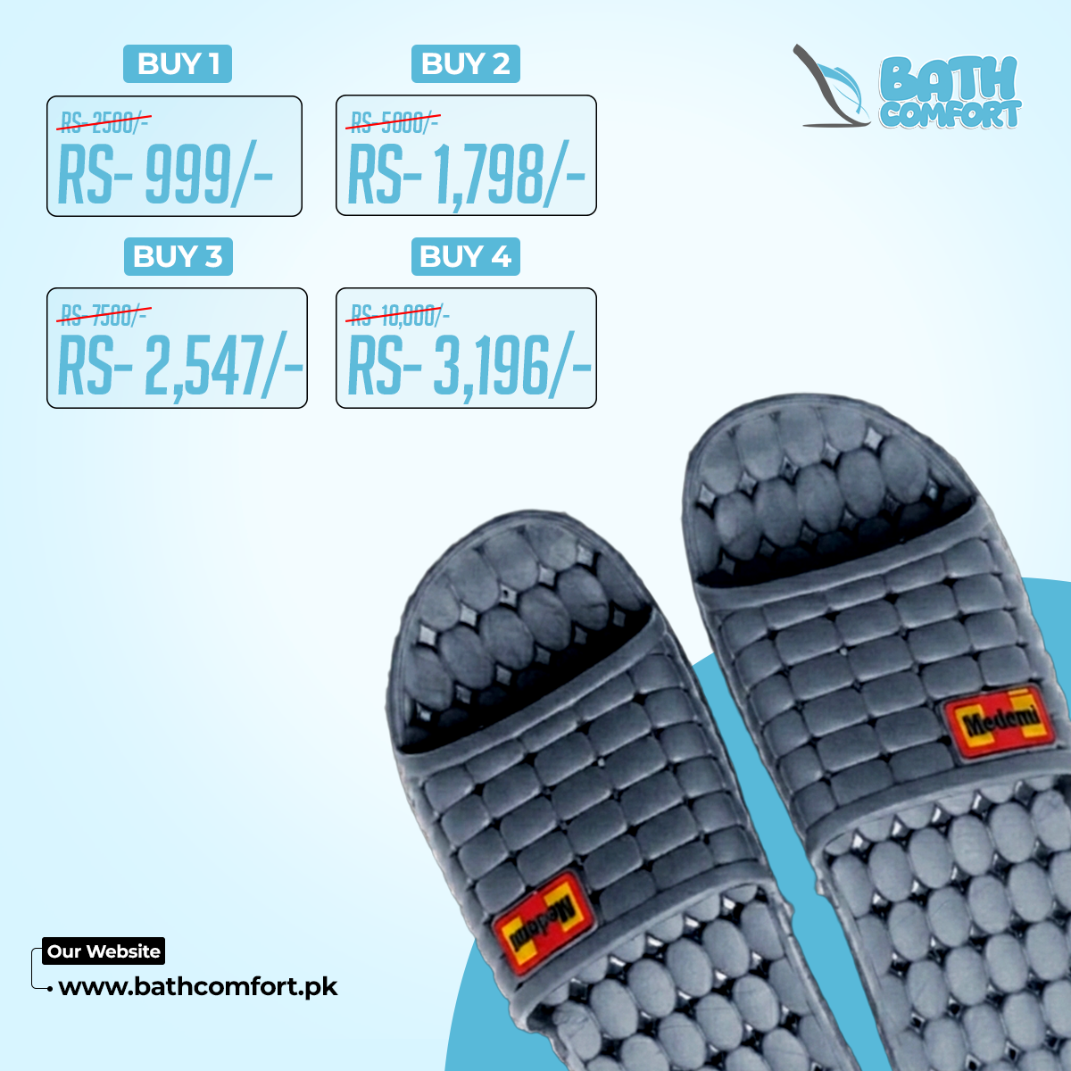 Moderna Blue Bath Slippers